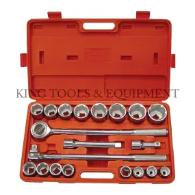 21-pc 3/4" Dr. SOCKET SET w/ Ratchet Handle   Extension   Case, SAE - 0435-0