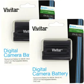 2x Vivitar VIV-NB-EL15C Replacement Rechargeable Lithium-Ion Battery for Nikon EN-EL15c