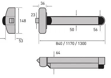 40TCPHT500320. STRAND PHT500 Single Point Touch Bar Latch, Silver