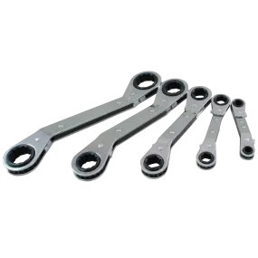 5 Piece 6 & 12 Point SAE 25° Offset Ratcheting Box End Wrench Set