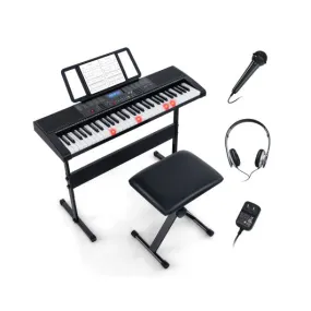 61-Key Portable Electronic Keyboard Piano with Stand and Stool