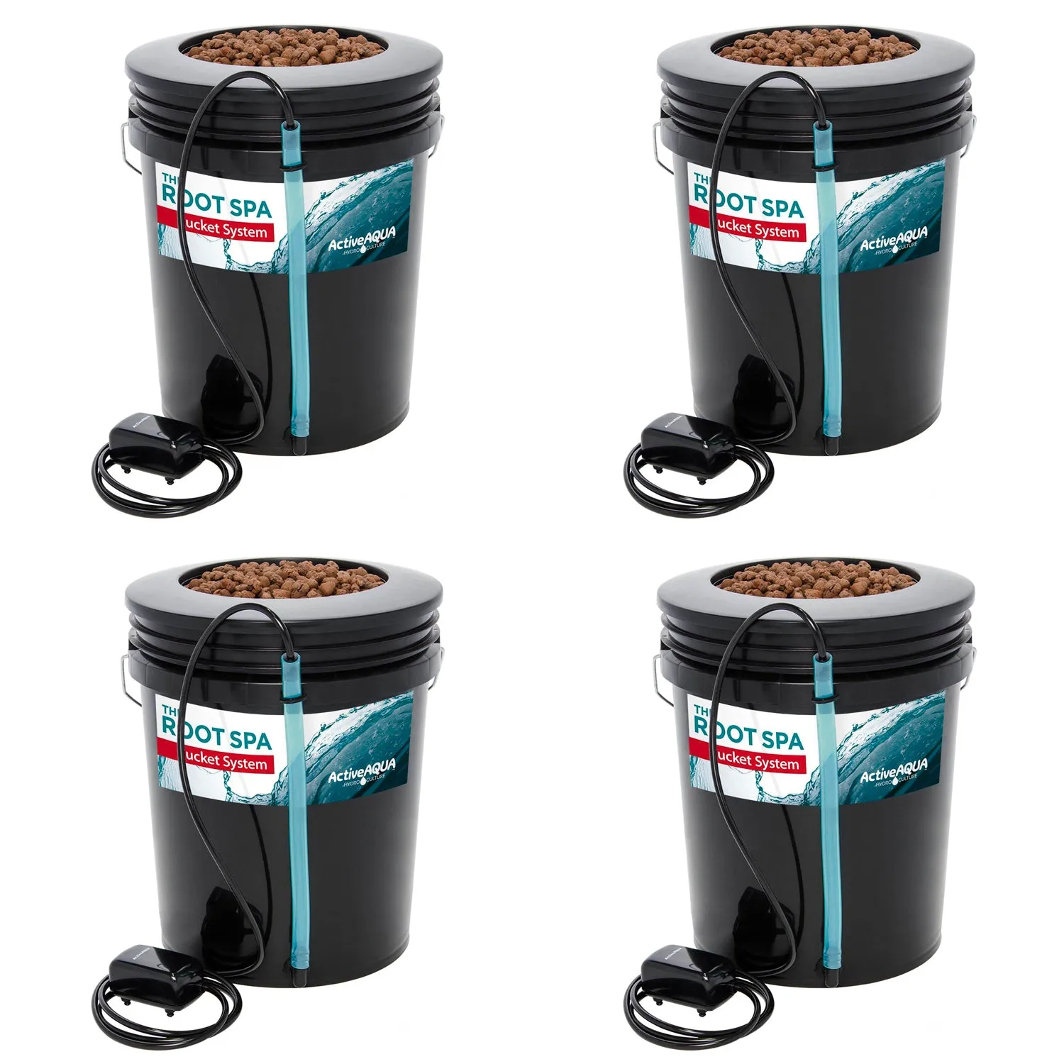 Active Aqua Root Spa 5 Gallon Hydroponic Bucket System Grow Kit (4 Pack)