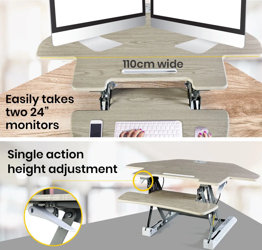 Adjustable Height Corner Desk Riser for Dual Monitors, Fortia