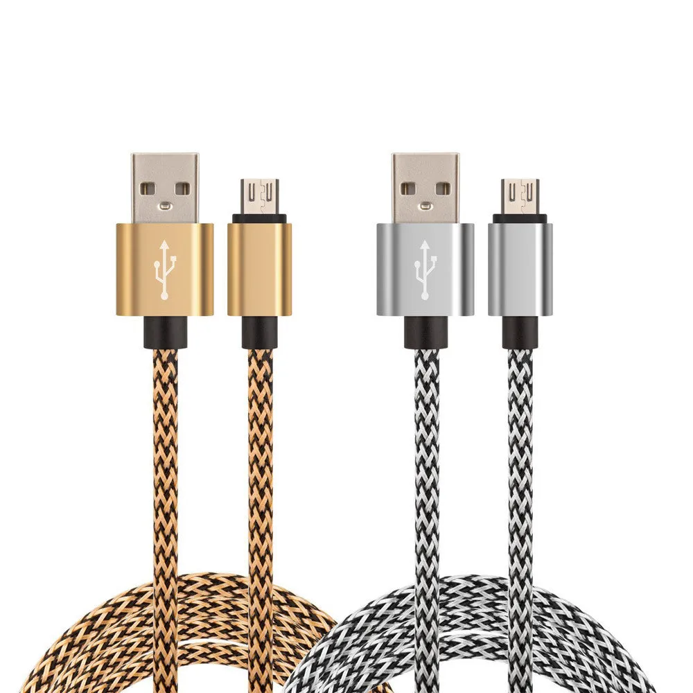 Aluminum USB A Male to Micro USB Data Sync Faster Charger Cable: 2M 1M