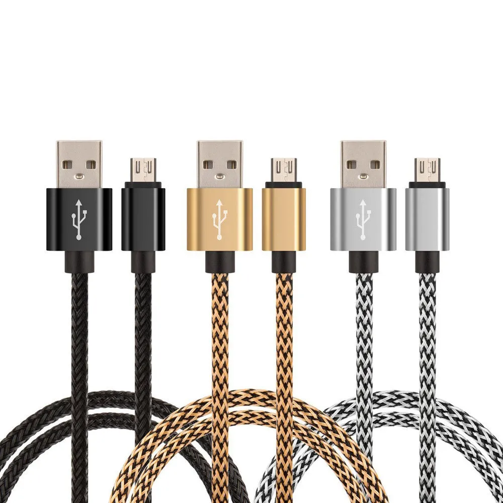 Aluminum USB A Male to Micro USB Data Sync Faster Charger Cable: 2M 1M