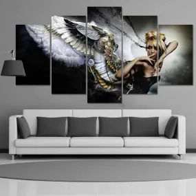 Angel Beautiful Mechanical Five Piece Canvas Wall Art Home Decor Multi Panel