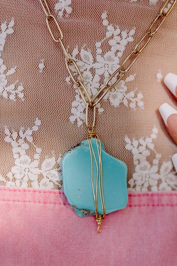 Artfully Done Semi Precious Necklace In Turquoise