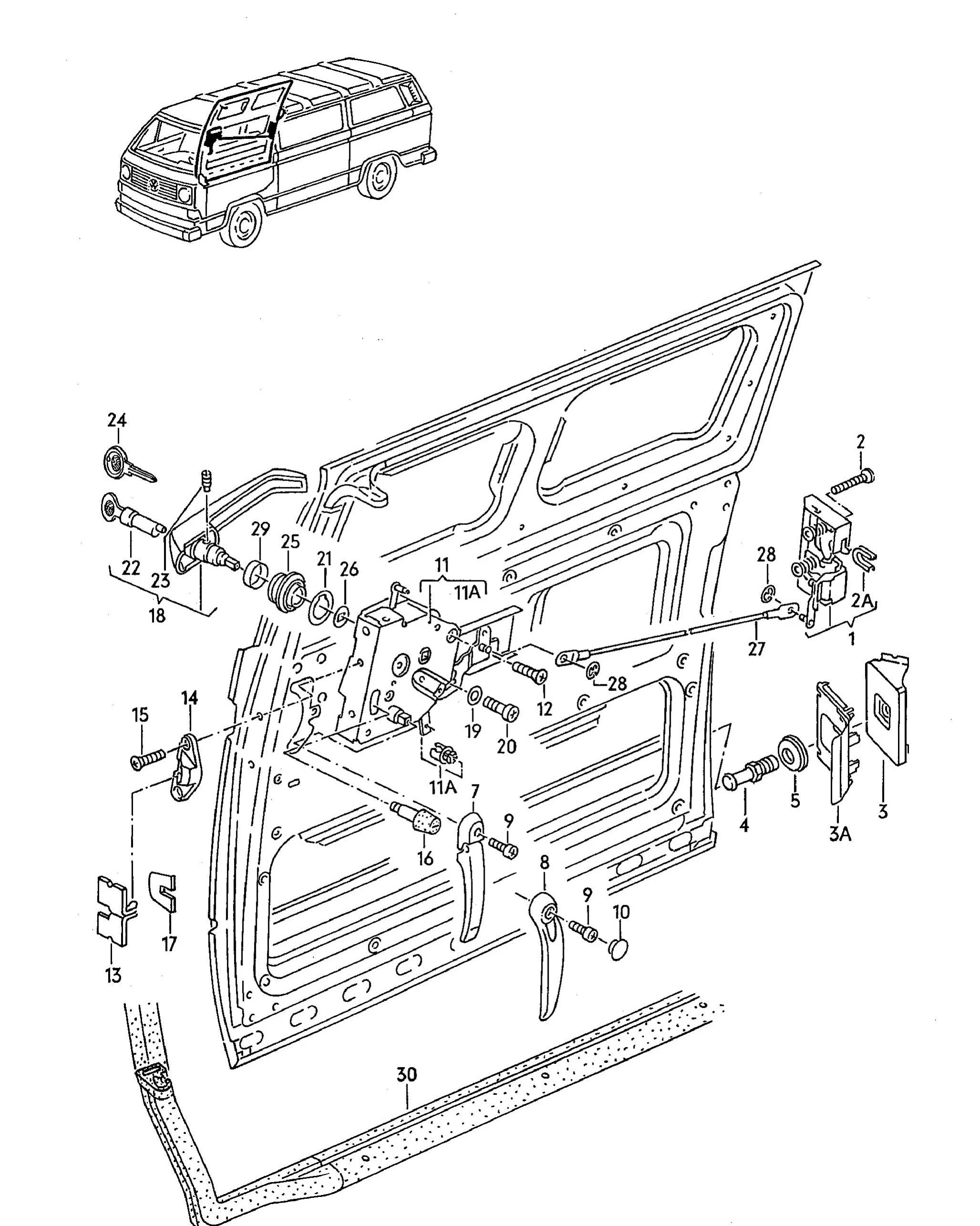 Assembly: Sliding Door Locking Mechanism T3 (86-92)