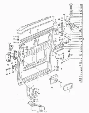 Assembly: Sliding Door Mechanism Parts T3 (80-85)