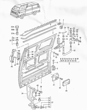 Assembly: Sliding Door Mechanism Parts T3 (86-92)