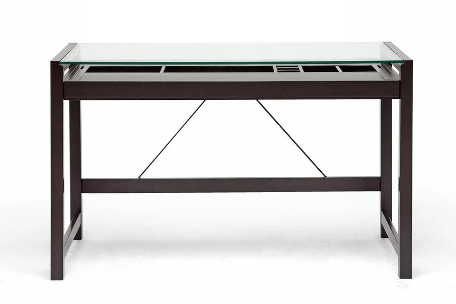 Baxton Studio Idabel Wood Desk with Glass Top