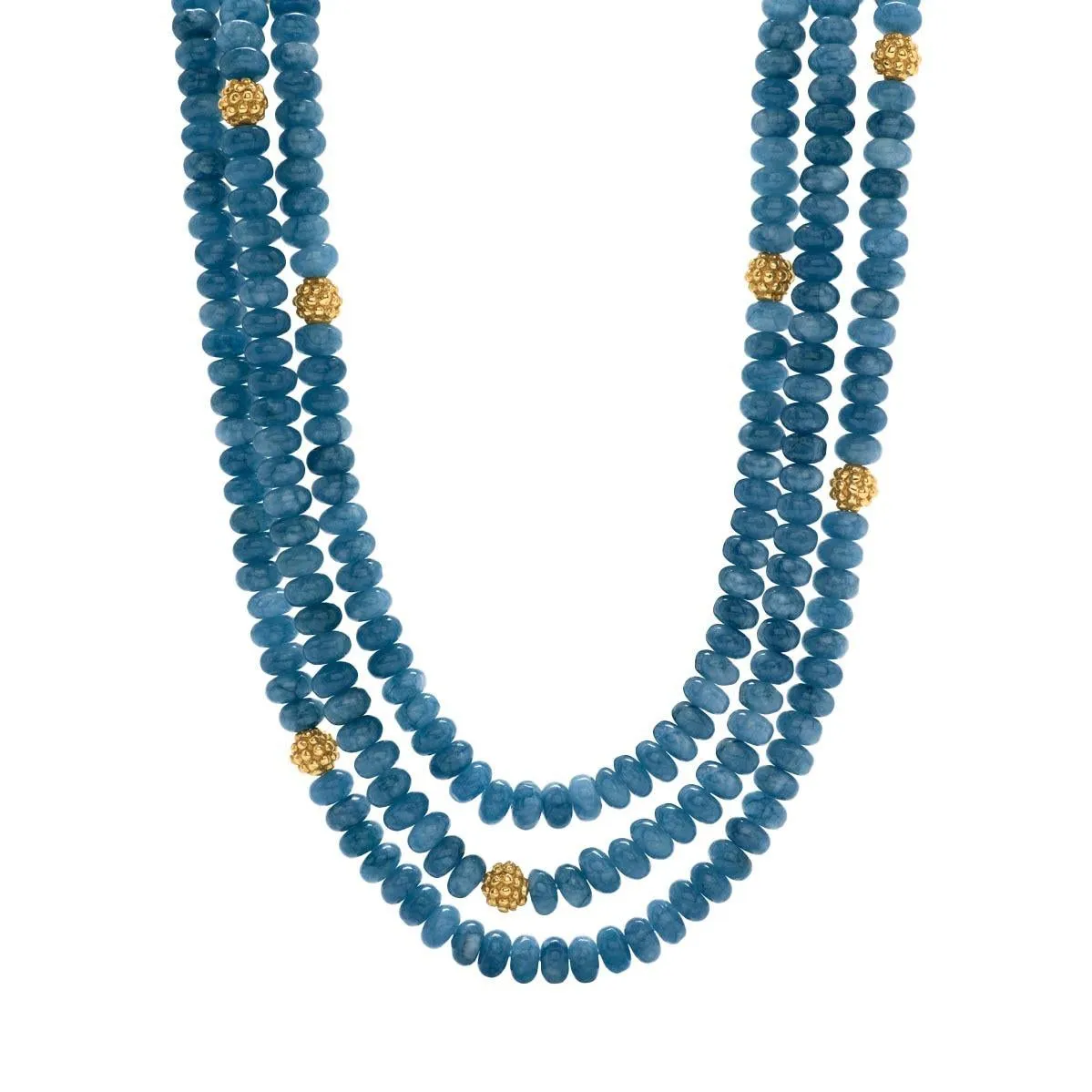 Berry & Bead Triple Strand Necklace, 18" 2" - Ocean Jade