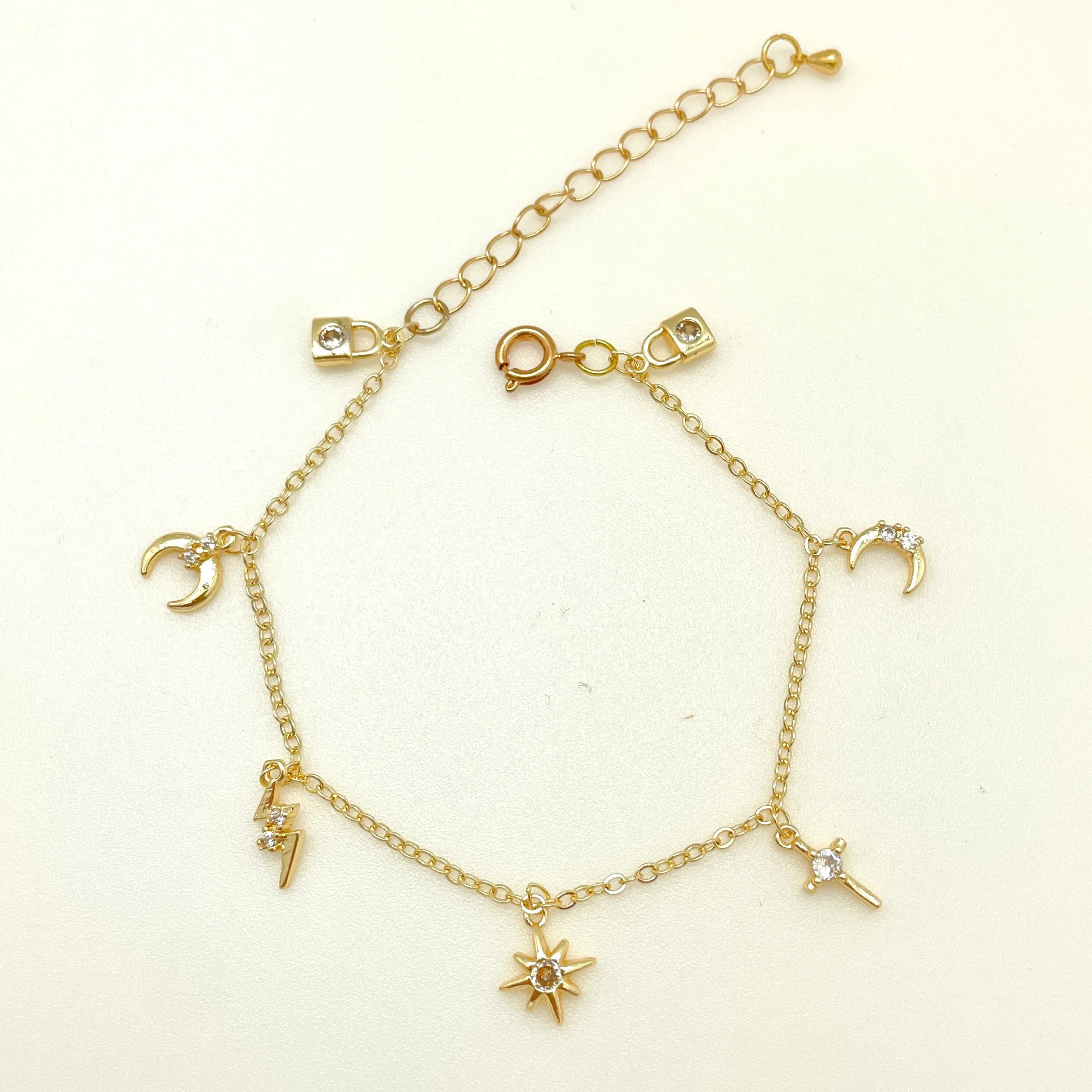 Bitty Charm Bracelet - Plated Brass - 7-1/4"