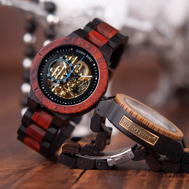 BOBO BIRD Wooden Mechanical Watch Men