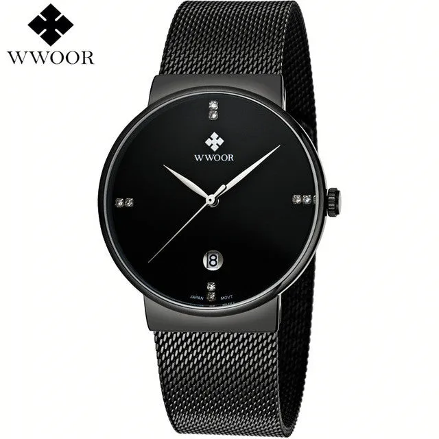 Brand Luxury Date Waterproof Quartz Watch Men Casual Sport Watches Male Black Stainless Steel Watch Slim Clock relogio masculino