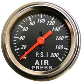 Bulldog Winch 42074B 0-200psi Air Pressure Gauge 2.0 Inch Mechanical Lighted