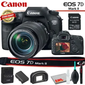 Canon EOS 7D Mark II DSLR Camera with 18-135mm Lens & W-E1 Wi-Fi Adapter With Cleaning Kit and Extended Warranty