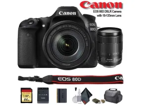 Canon EOS 80D DSLR Camera with 18-135mm Lens (1263C006) - Bundle