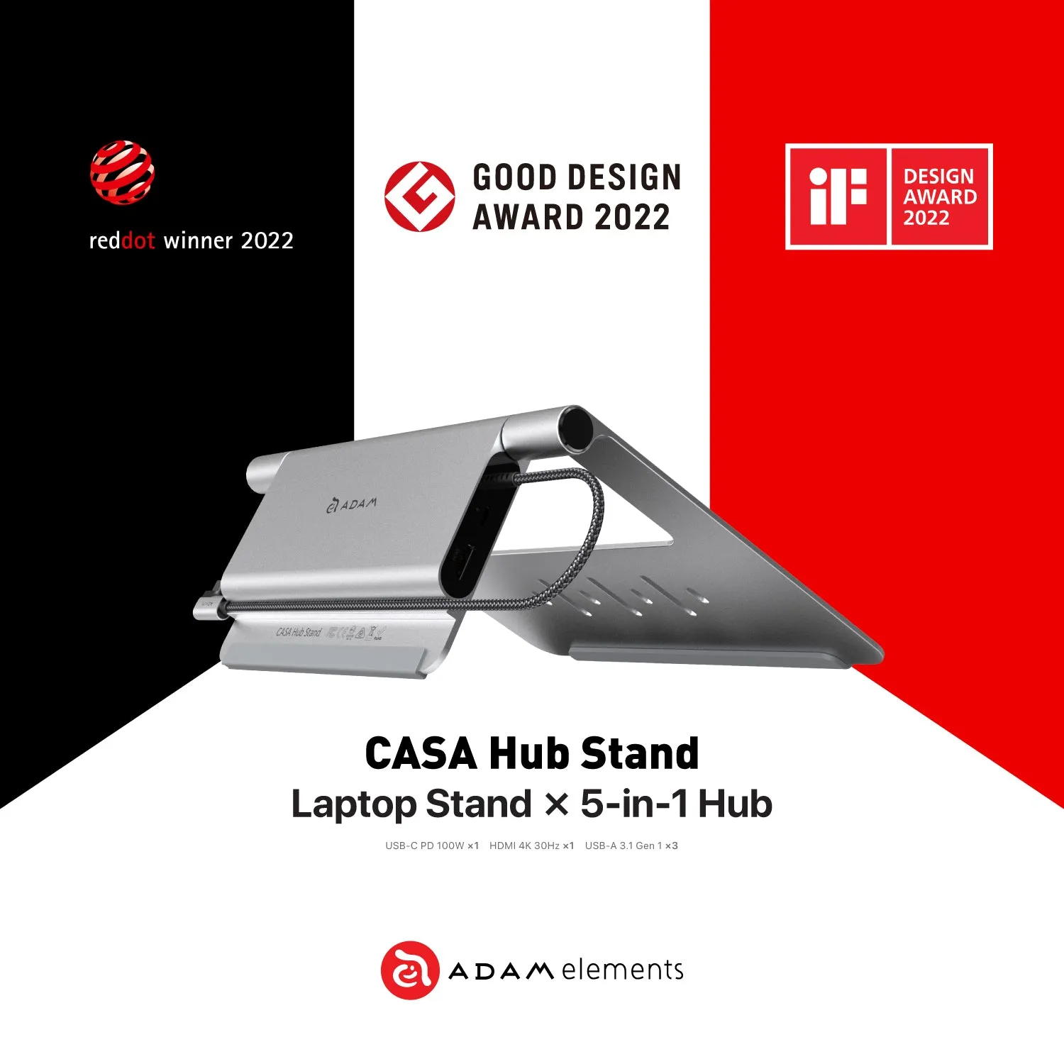 CASA Hub Stand USB-C 5-in-1 Laptop Stand Hub   Roma 256GB USB Type-C / USB 3.1 2 in 1 Flash Drive (Gray)