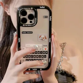 Chat Keyboard Puppy Pattern - Cute Phone Case For iPhone 13, 14, 11, 12 Pro Max, XS, XR, X, 7, 8, 14 Plus, or SE