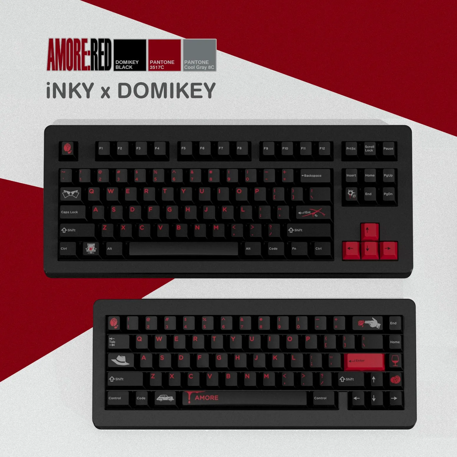 [CLOSED][GB] Domikey x iNKY Amore:RED  Cherry Profile ABS doubleshot Cyrillic English keycaps