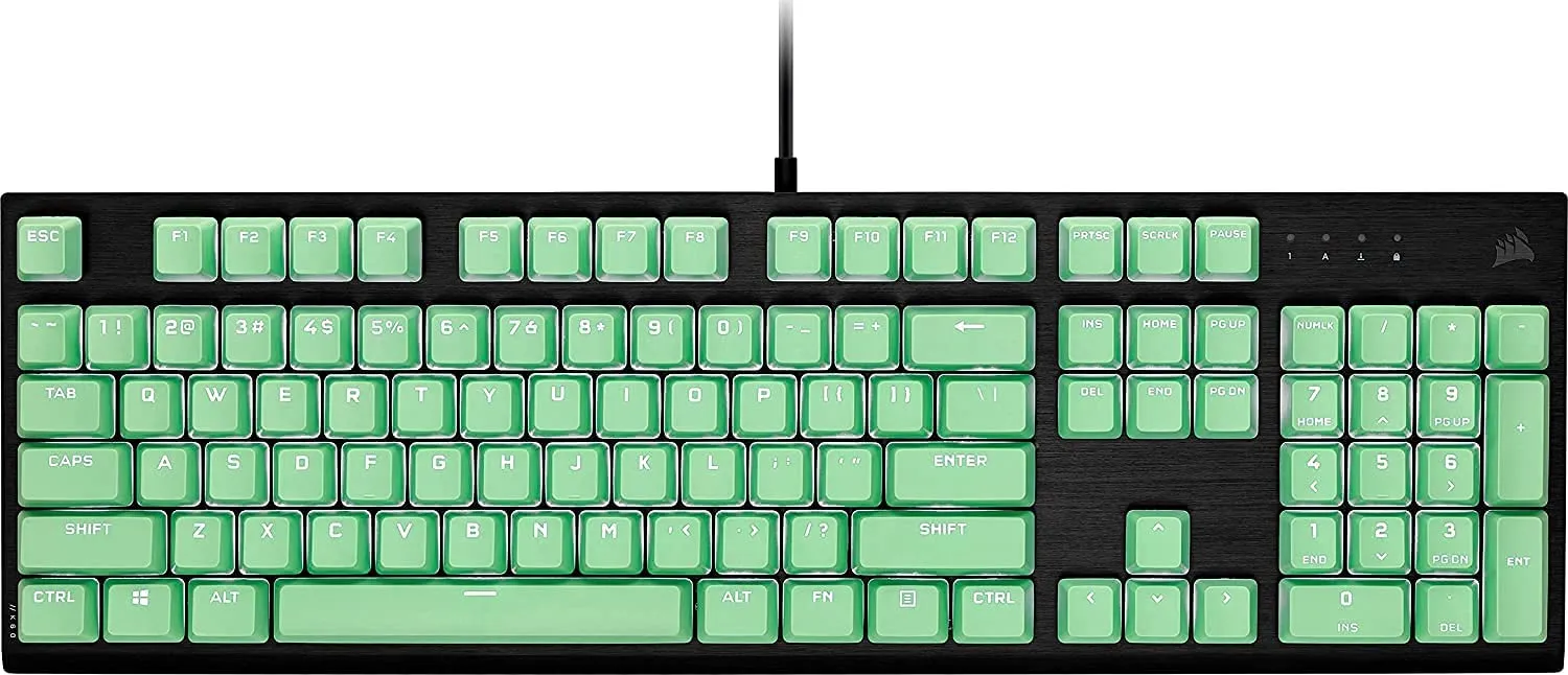 Corsair Keycap PBT Double-Shot PRO Keycap Mod Kit – Double-Shot PBT Keycaps – Standard Bottom Row – Textured Surface - (Mint Green)