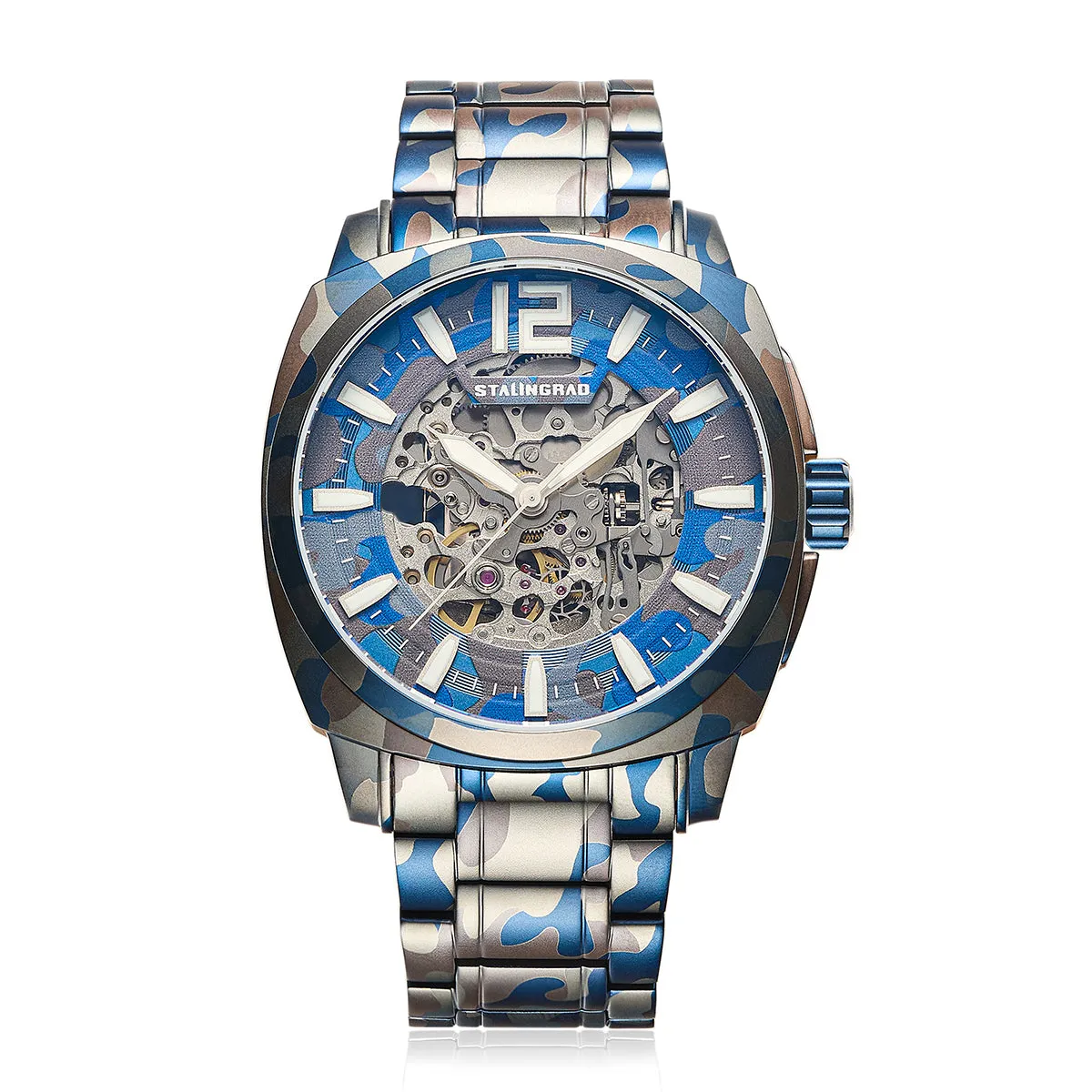 Courage. Skeleton Dial. Blue Camo Bracelet. SG-2803-44