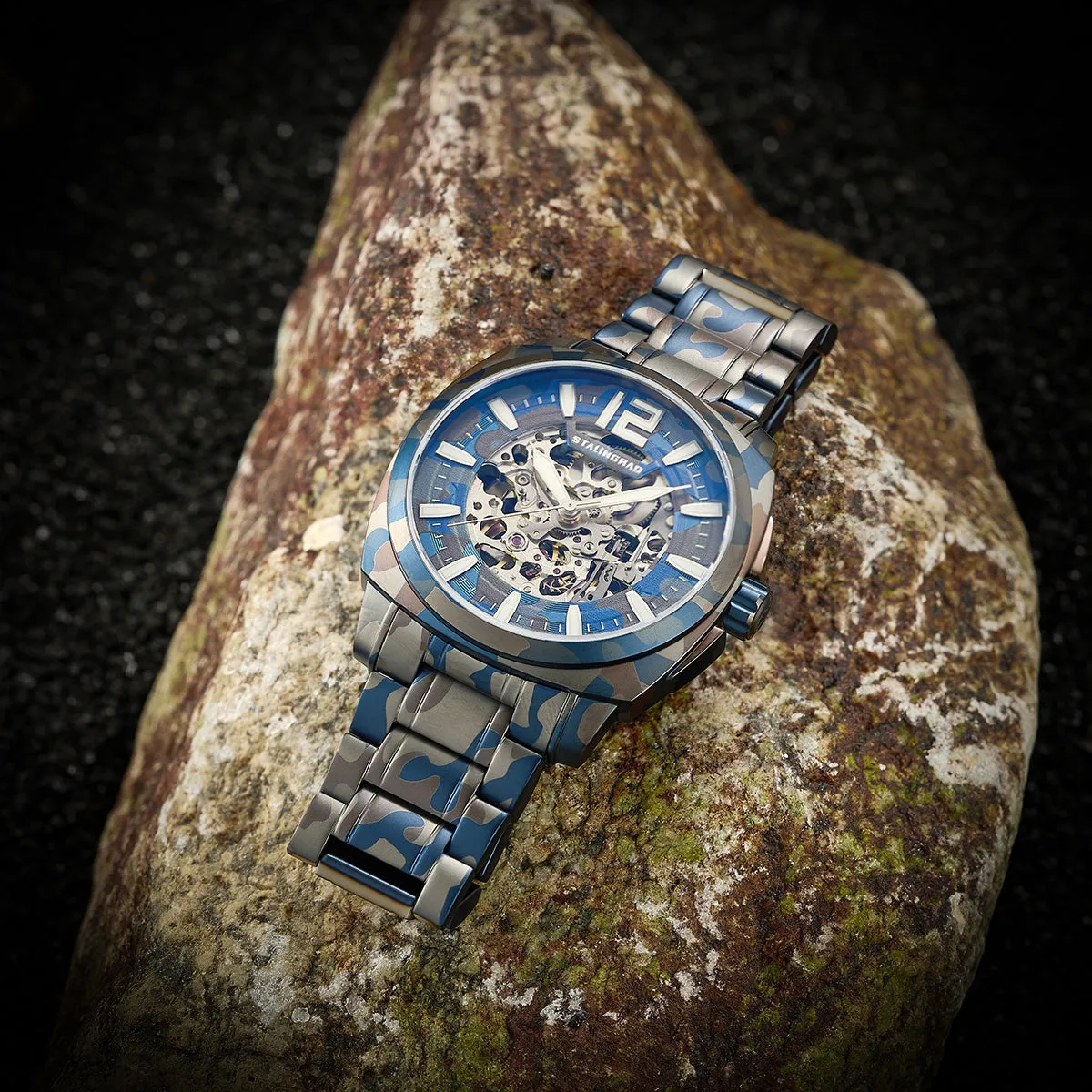 Courage. Skeleton Dial. Blue Camo Bracelet. SG-2803-44