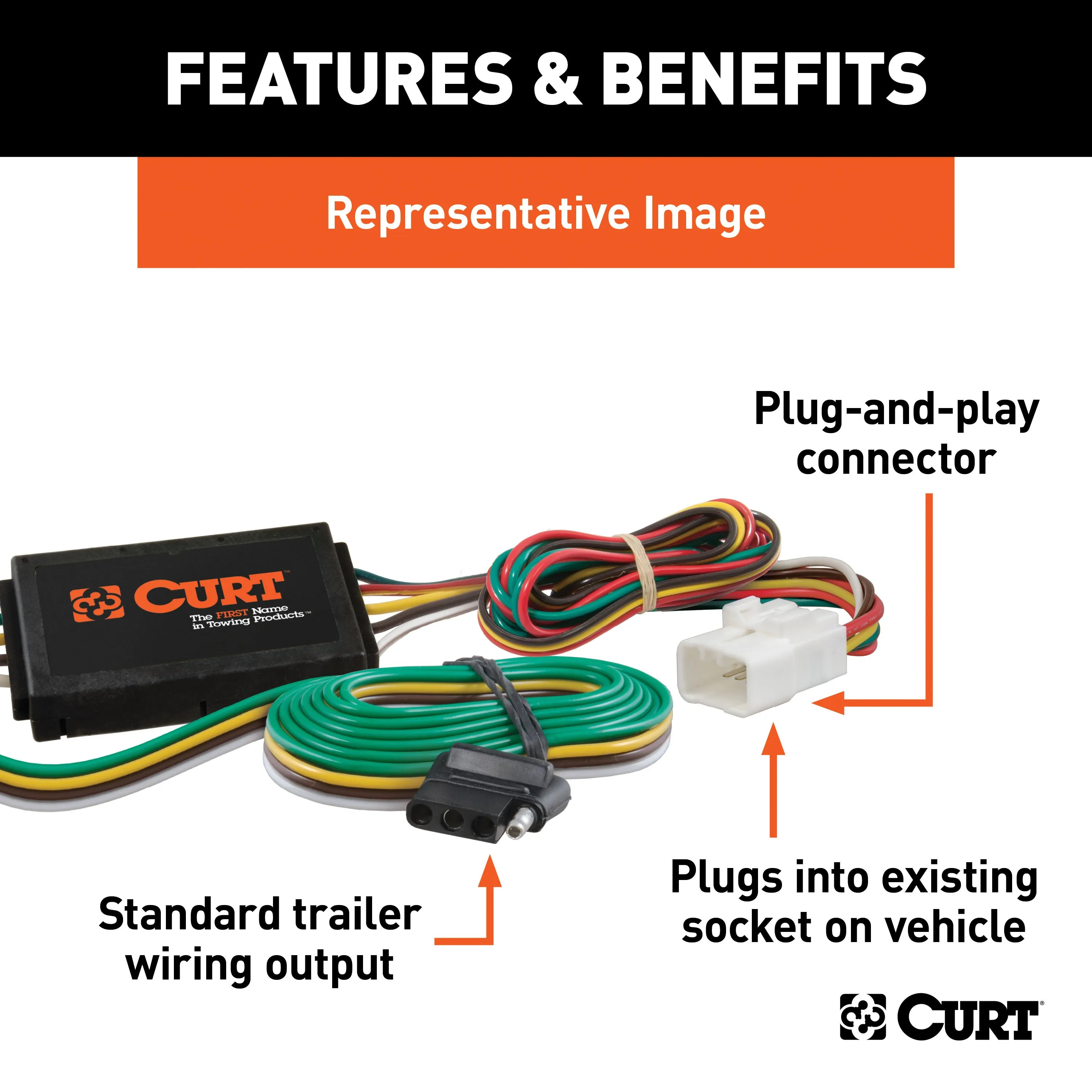 CURT 55365 Custom 4-Flat; Select Toyota Land Cruiser; Lexus LX470; OEM Tow Package Required