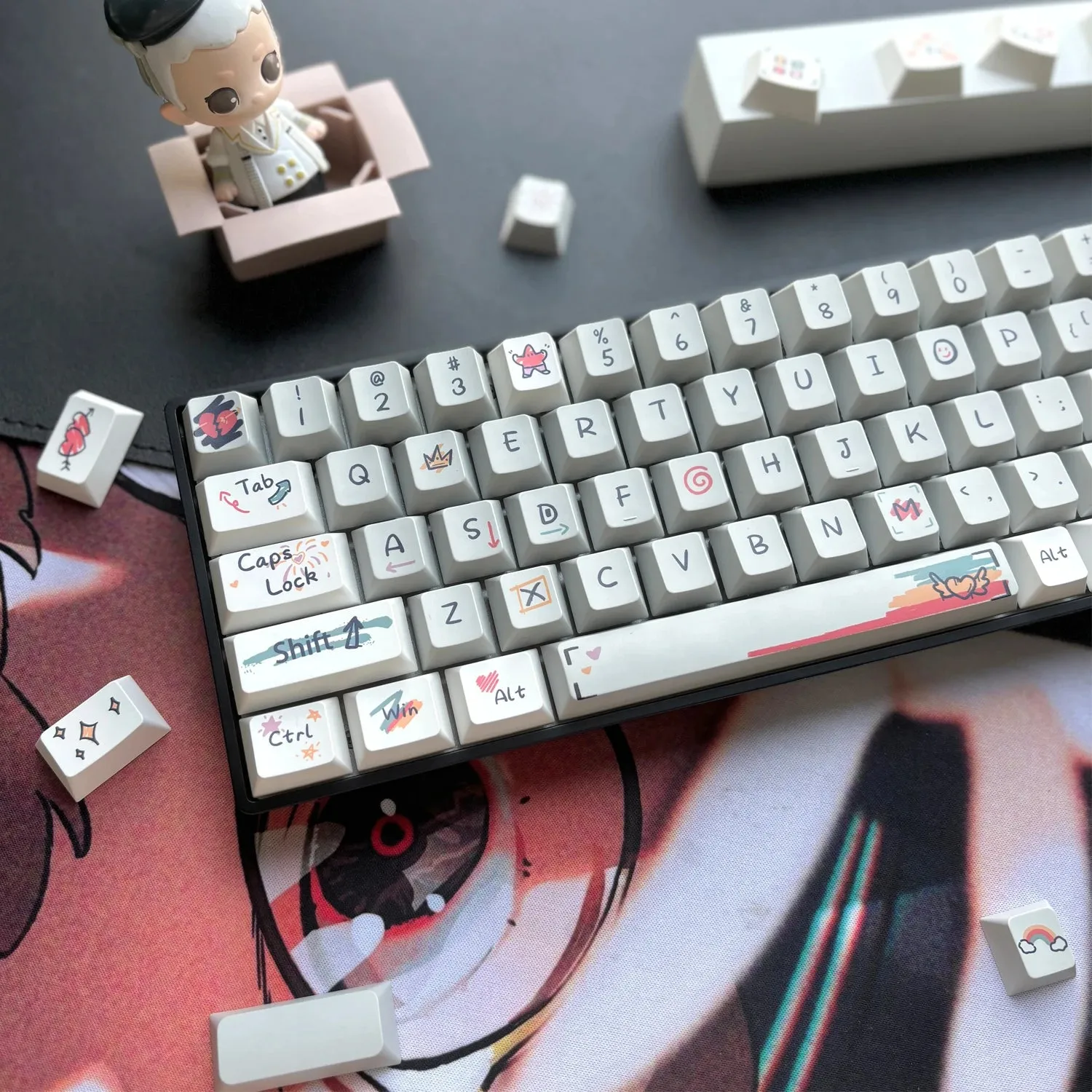 Custom Hand-Drawn Keycap Set for Mechanical Keyboards