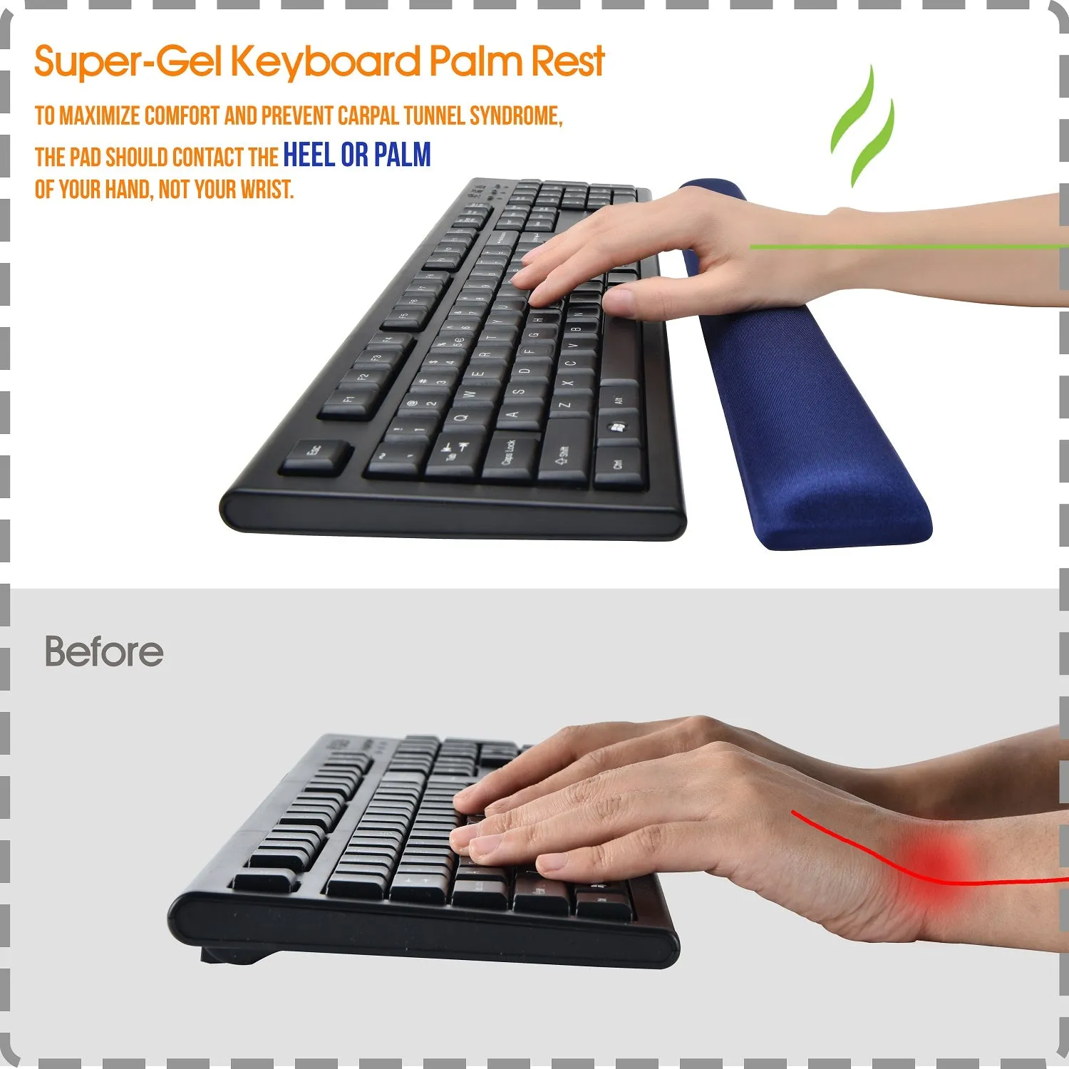 DAC® MP-128 Super-Gel™ Straight Edge Keyboard Palm Support, Blue