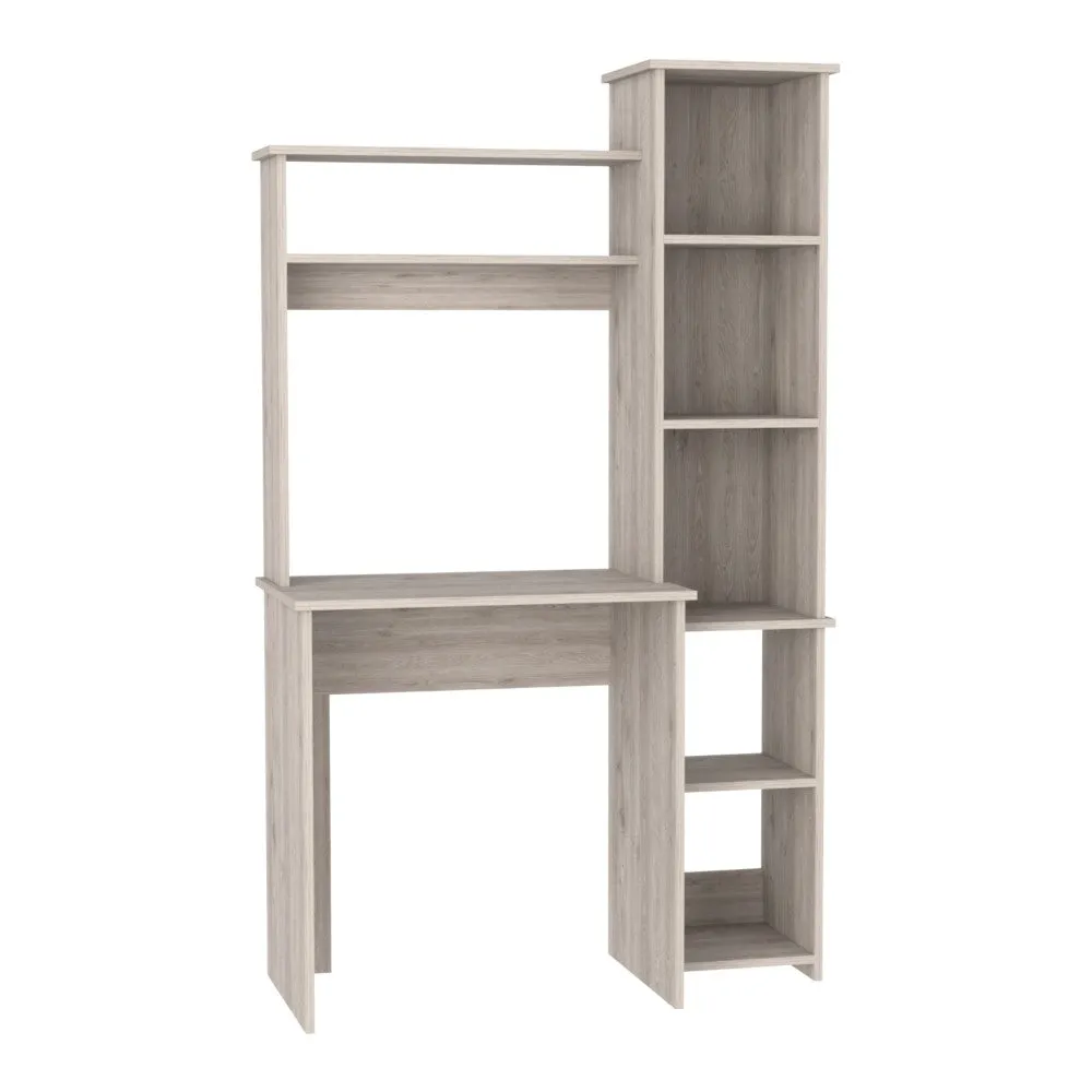 Desk Logan, Five Cubbies, Light Gray Finish