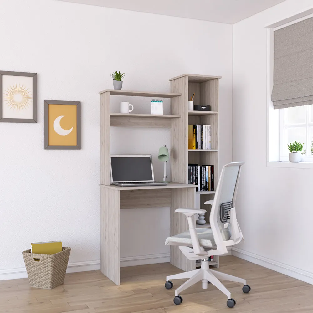 Desk Logan, Five Cubbies, Light Gray Finish