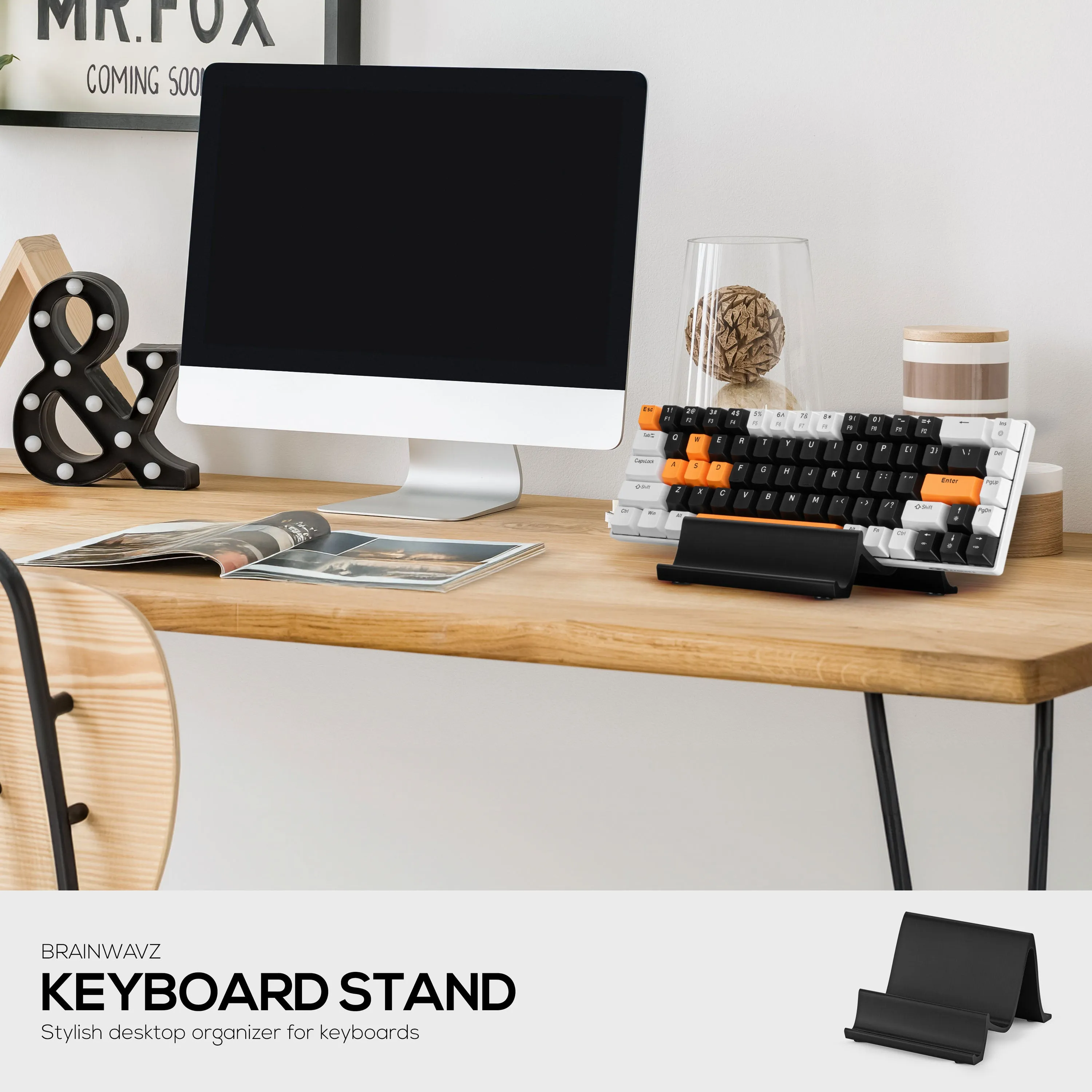 Desktop Keyboard Stand Holder - Minimal, Modern Wave Design for Display & Safe Storage for All Gaming, Home & Office Keyboards