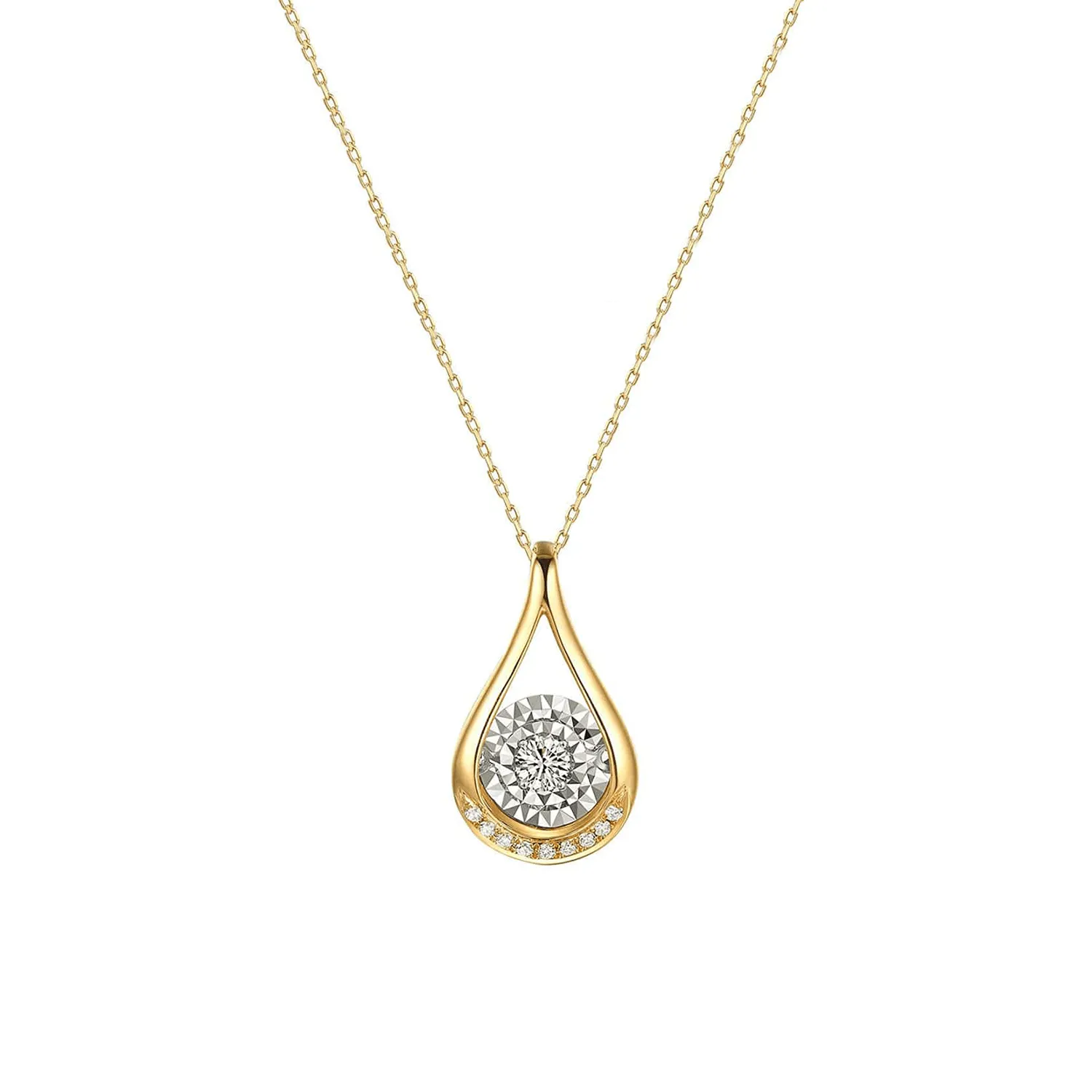 Diamond Teardrop Pendant in 14k Yellow Gold