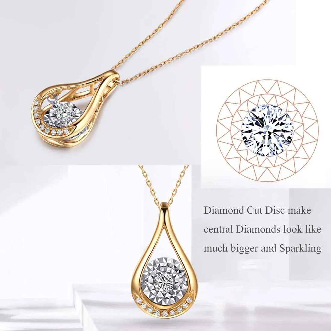 Diamond Teardrop Pendant in 14k Yellow Gold