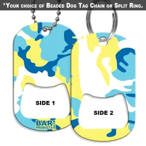 Dog Tag Bottle Opener - Blue / Yellow Camo