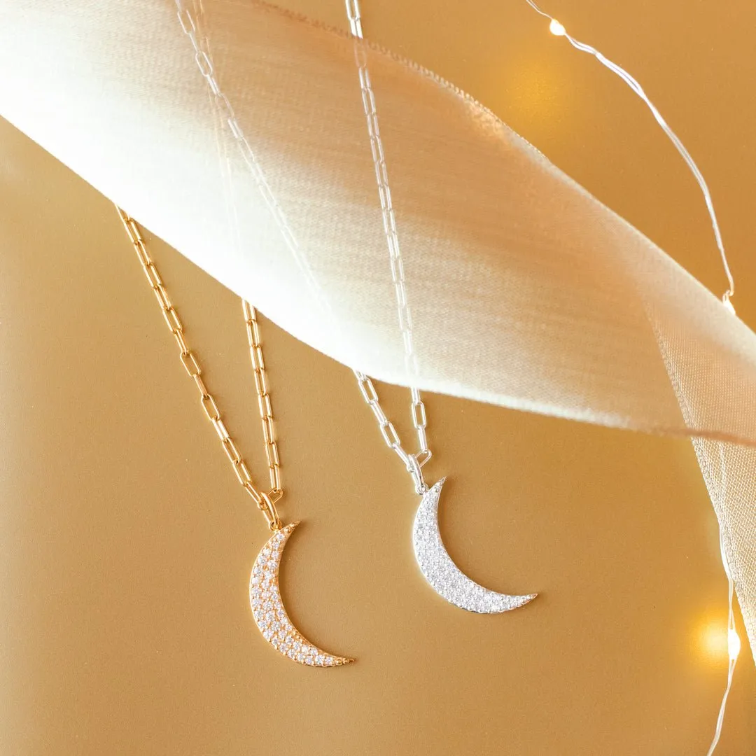 DREAM LUNA PAPERCLIP NECKLACE - GOLD OR SILVER