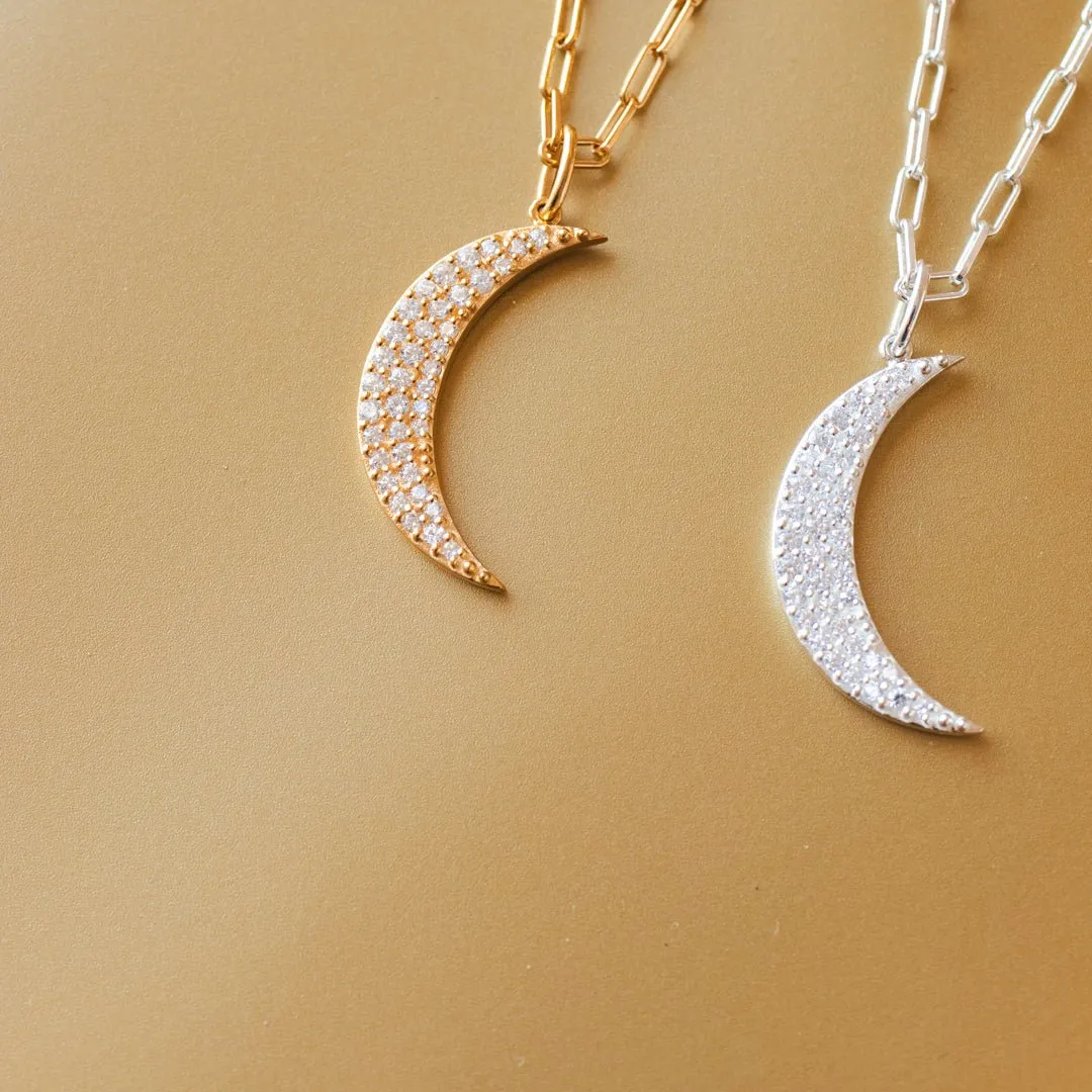 DREAM LUNA PAPERCLIP NECKLACE - GOLD OR SILVER