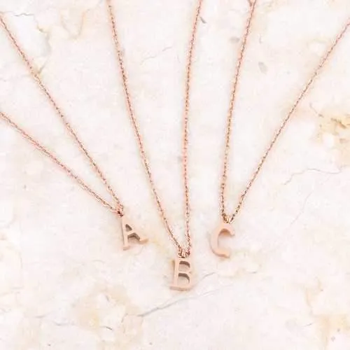 Elaina Rose Gold Stainless Steel H Initial Necklace