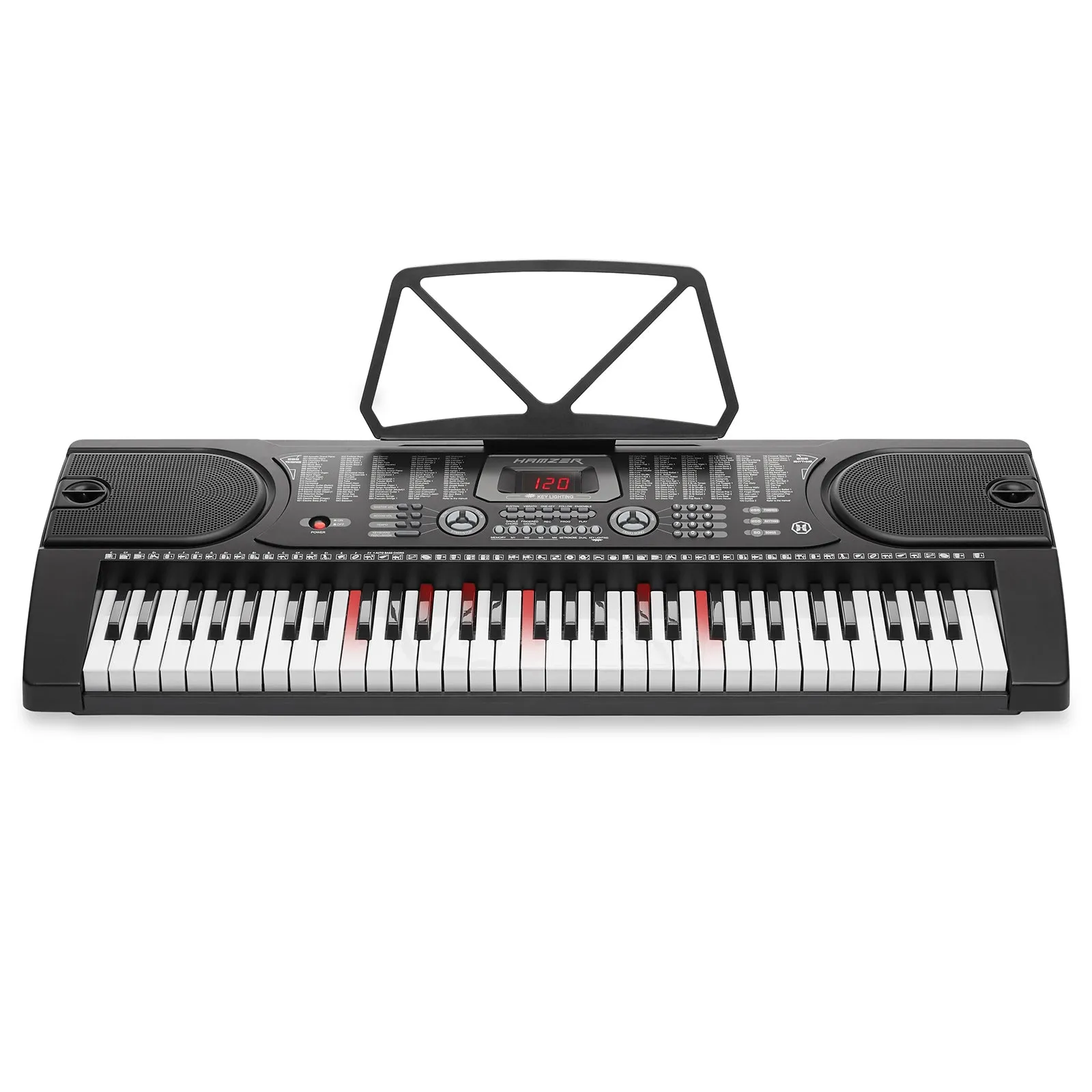 Electronic Keyboard w/ Lighted Keys, Stand, Stool, Microphone - Hamzer