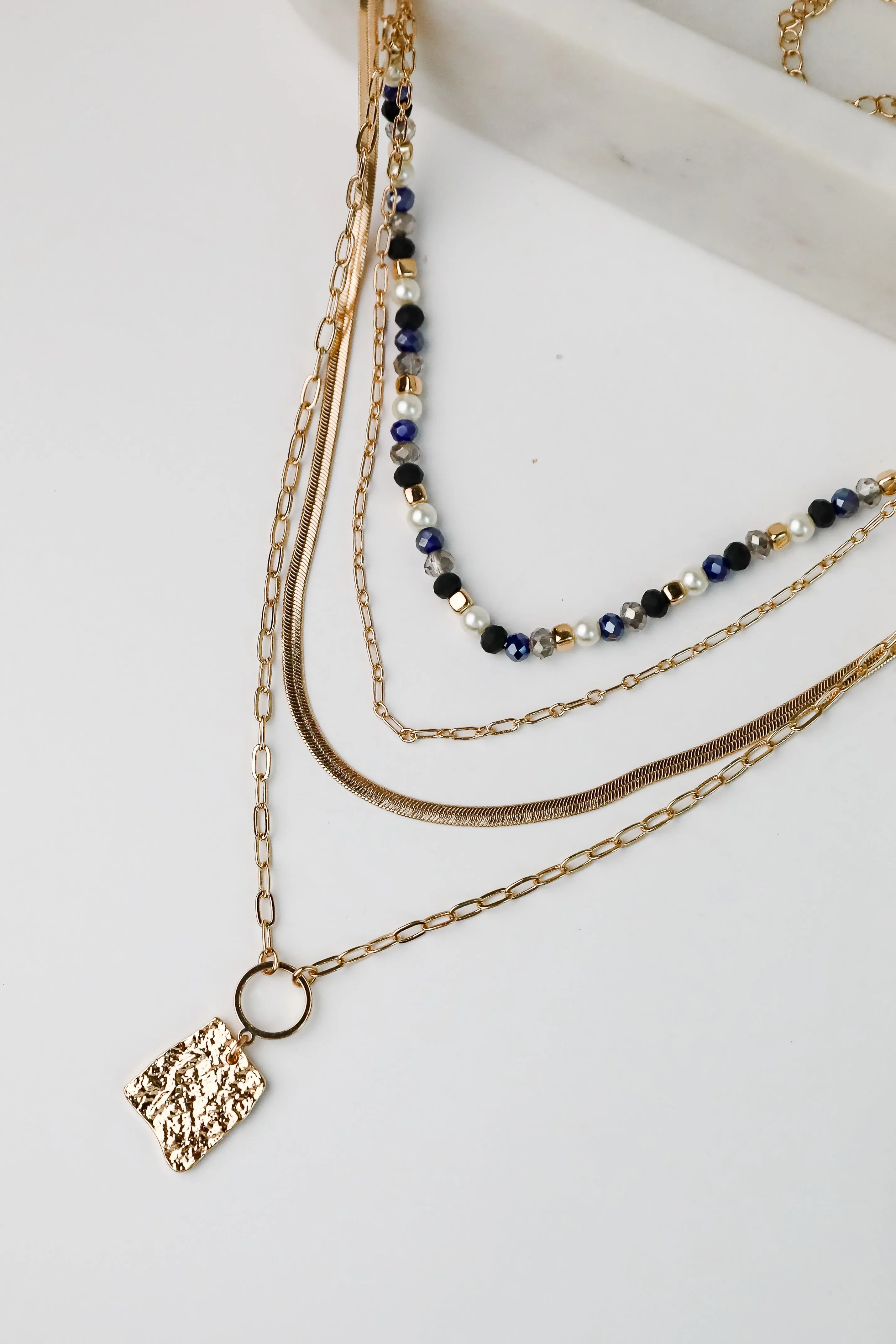 Elena Blue Layered Chain Necklace