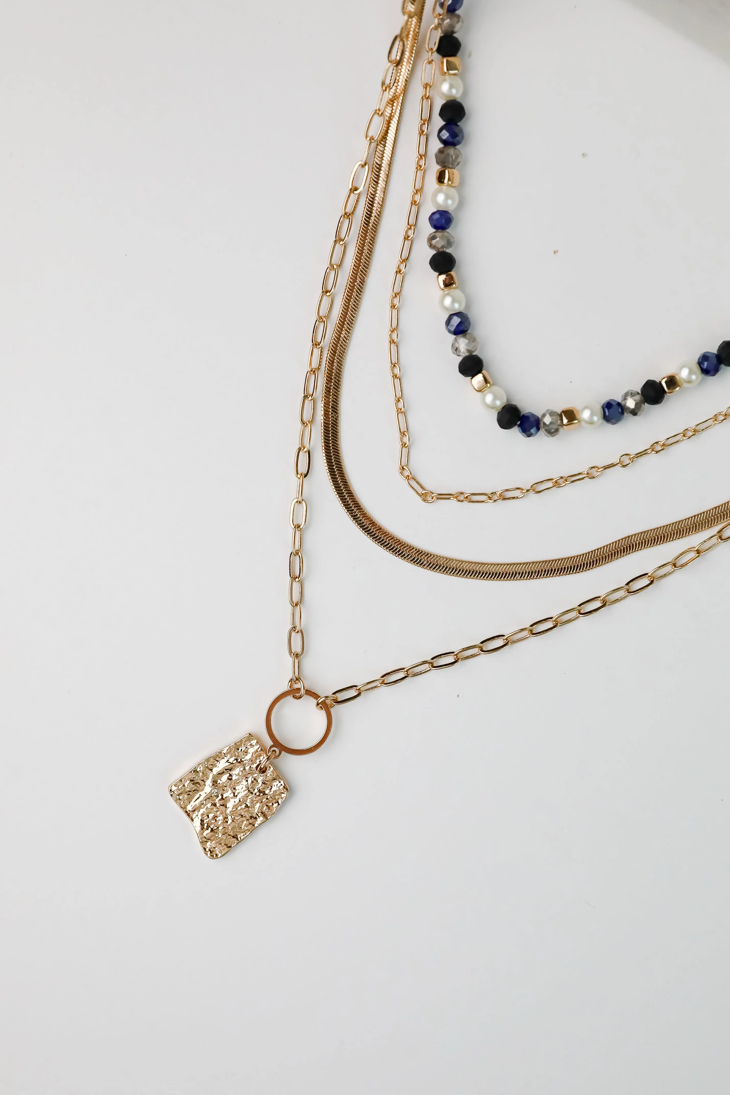 Elena Blue Layered Chain Necklace