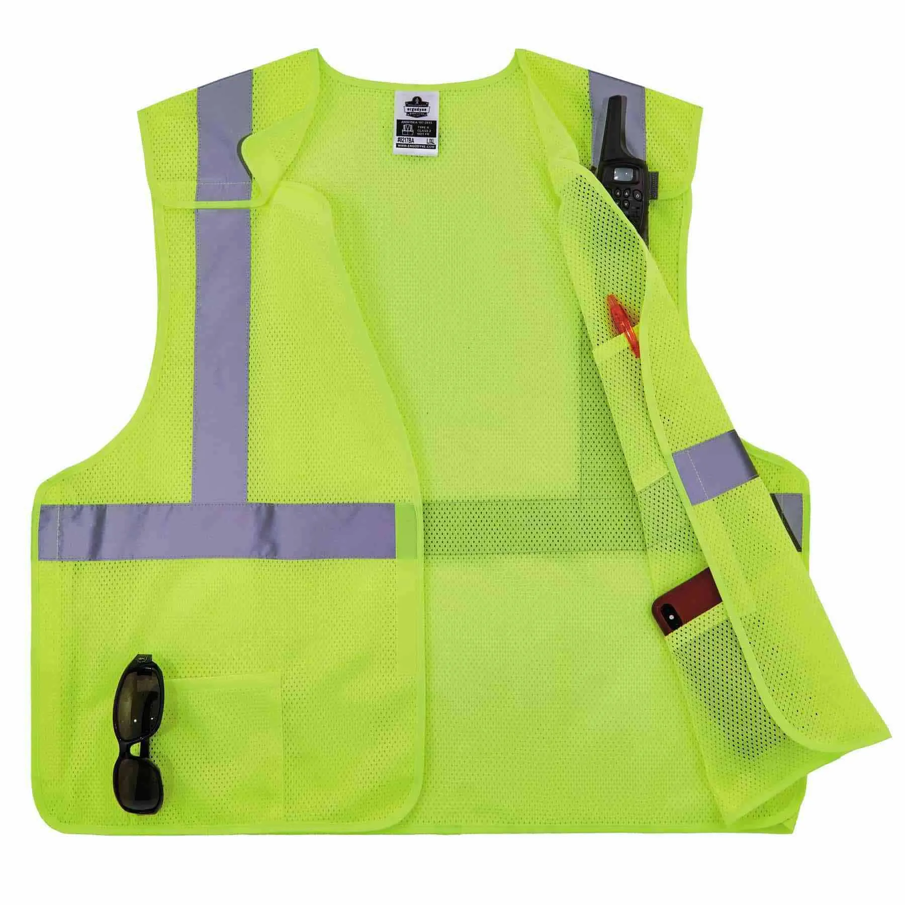 Ergodyne 21529 8217BA 4XL/5XL Lime Class 2 Breakaway Mesh Vest