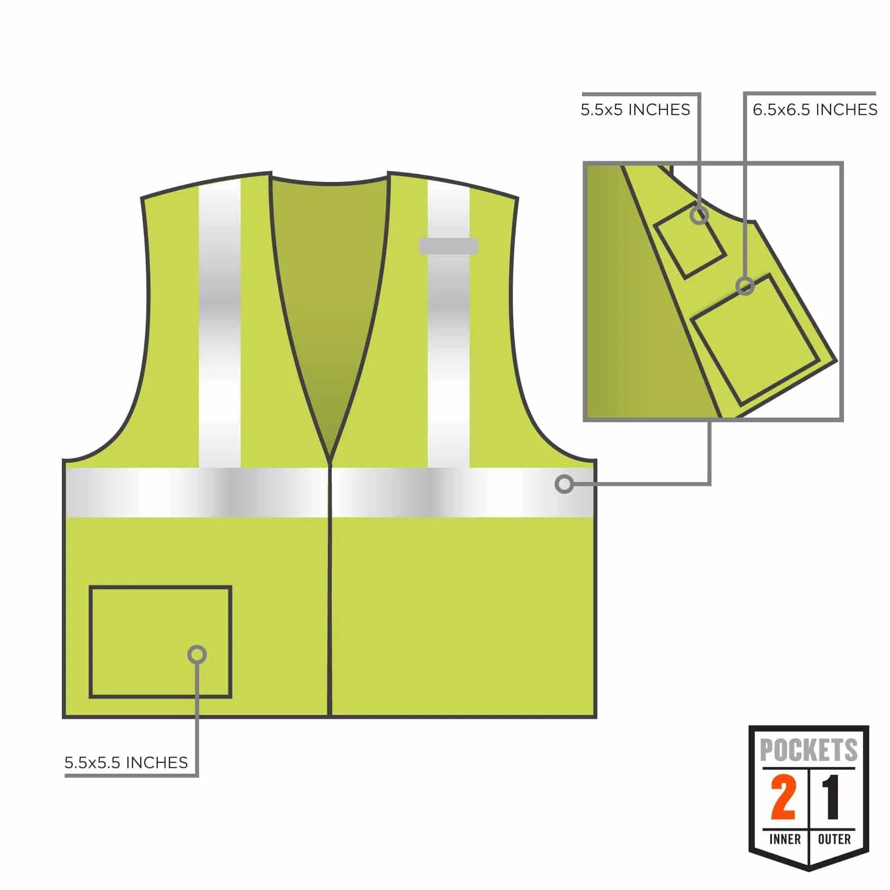 Ergodyne 21529 8217BA 4XL/5XL Lime Class 2 Breakaway Mesh Vest