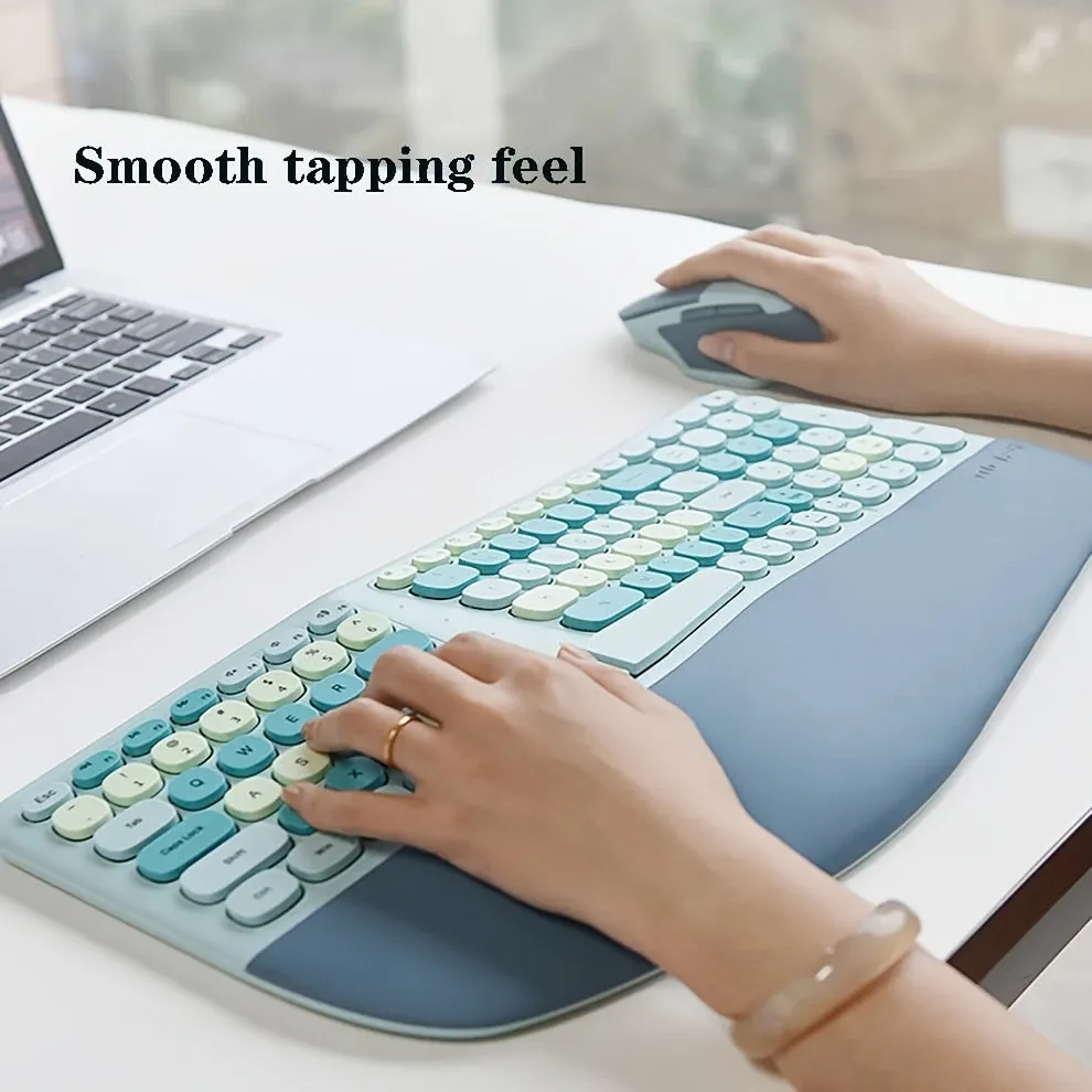 Ergonomic Skinny Hand Rest Wireless Keyboard Mouse Set For Desktop Laptop Office, Bright And Refreshing Macaron Color System, Each Color Can Bring A Different Mood.