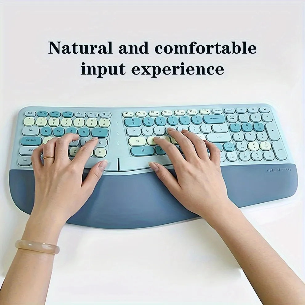 Ergonomic Skinny Hand Rest Wireless Keyboard Mouse Set For Desktop Laptop Office, Bright And Refreshing Macaron Color System, Each Color Can Bring A Different Mood.