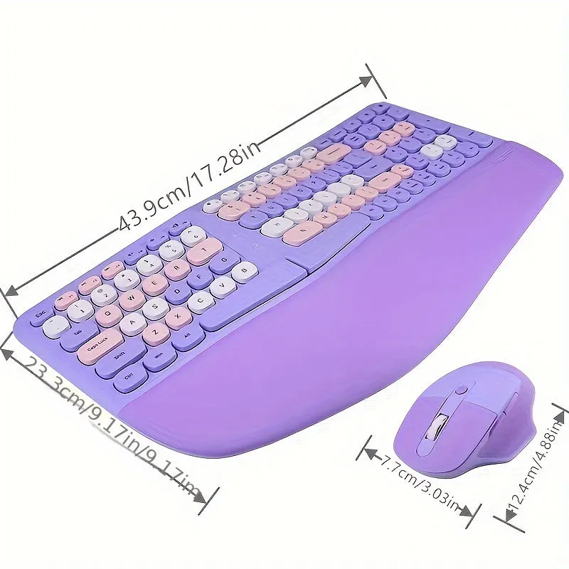 Ergonomic Skinny Hand Rest Wireless Keyboard Mouse Set For Desktop Laptop Office, Bright And Refreshing Macaron Color System, Each Color Can Bring A Different Mood.