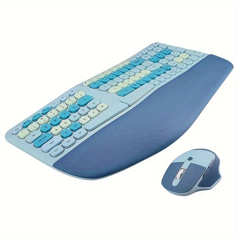 Ergonomic Skinny Hand Rest Wireless Keyboard Mouse Set For Desktop Laptop Office, Bright And Refreshing Macaron Color System, Each Color Can Bring A Different Mood.