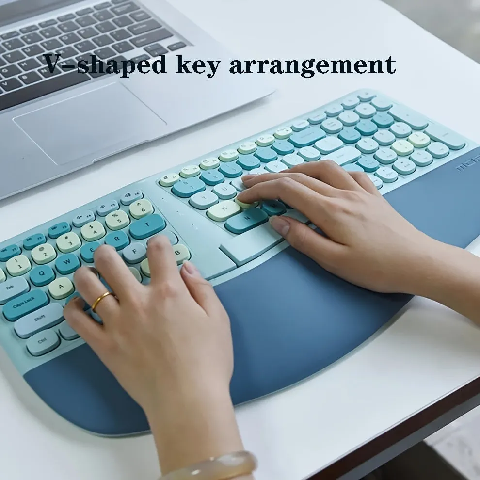 Ergonomic Skinny Hand Rest Wireless Keyboard Mouse Set For Desktop Laptop Office, Bright And Refreshing Macaron Color System, Each Color Can Bring A Different Mood.